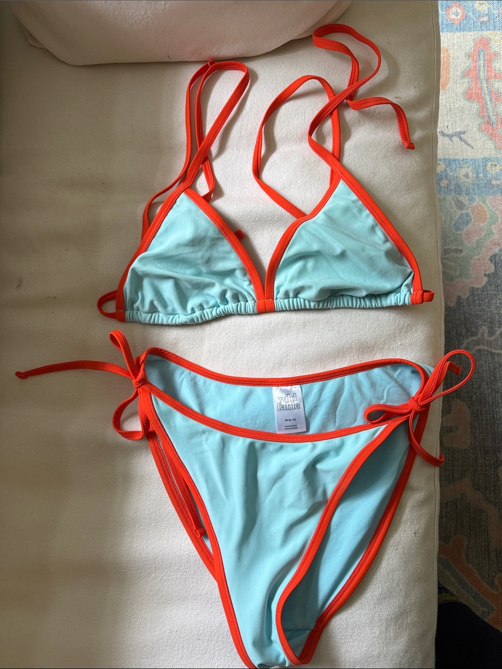 wild fable Light Blue Bikini with Orange Trim - Girls' Two-Piece